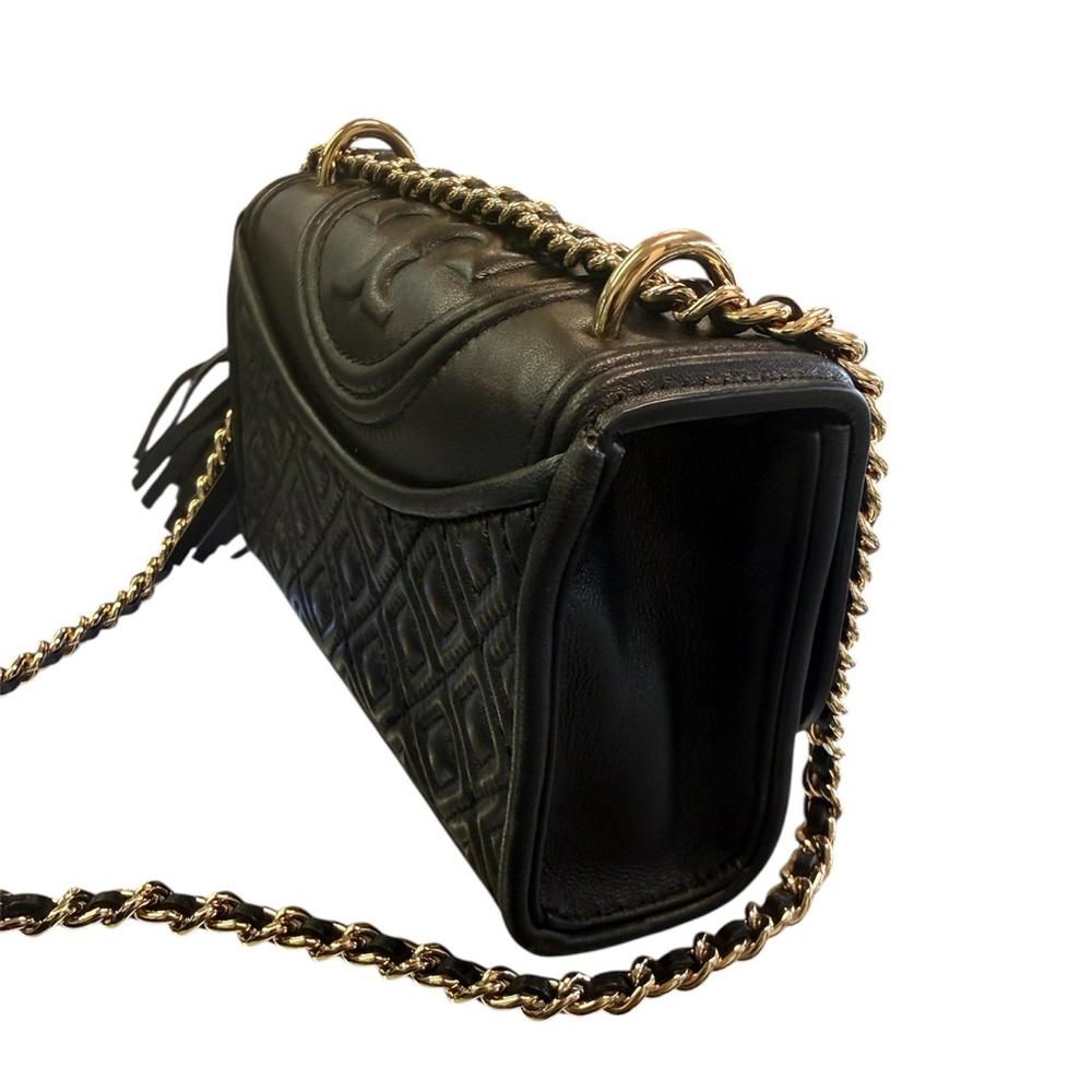 Tory Burch Micro Fleming Convertible Crossbody/Shoulder Black Leather Bag - Picture 4 of 10